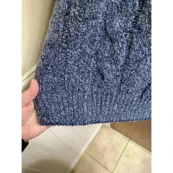 Vintage Gran Sasso Lamb Wool/Nylon Heathered Blue Braid Knit Sweater XL Italian - Picture 8 of 12